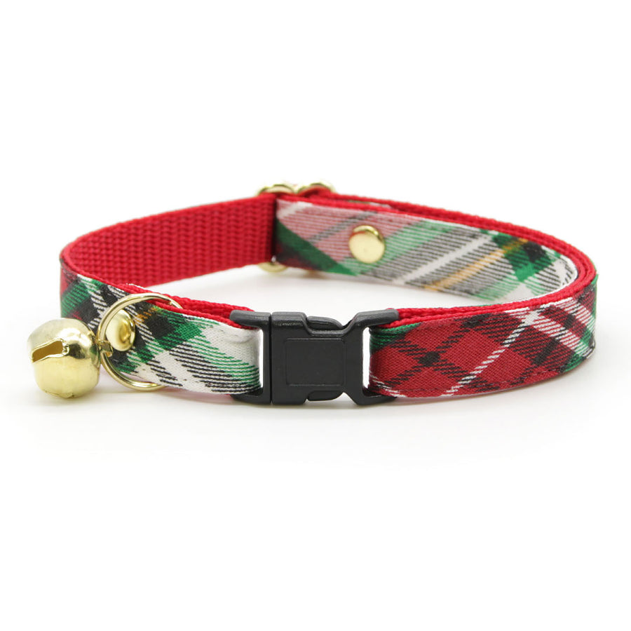 Christmas Cat Collar - "Birchwood" - Holiday Red Plaid Cat Collar / Breakaway Buckle or Non-Breakaway / Cat, Kitten + Small Dog Sizes