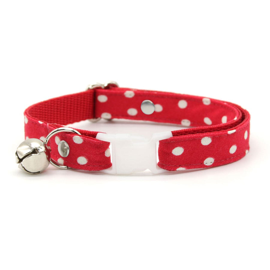 Glow In The Dark Cat Collar - "Polka Dot - Red" - Night Visibility Red Cat Collar / Breakaway Buckle or Non-Breakaway / Cat, Kitten + Small Dog Sizes