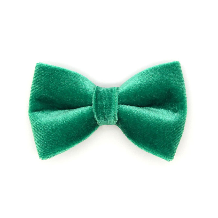 Pet Bow Tie - "Velvet - Emerald Green" - Bright Holiday Green Velvet Cat Bow Tie / For Cats + Small Dogs (One Size)
