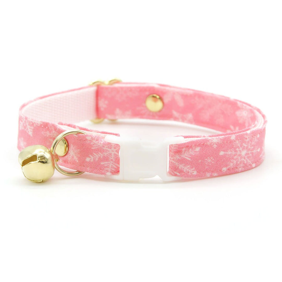 Winter Cat Collar - "Snowflakes - Sugar Pink" - Snowflake Cat Collar / Breakaway Buckle or Non-Breakaway / Cat, Kitten + Small Dog Sizes