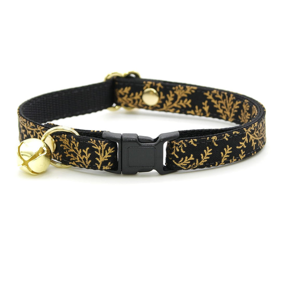 Cat Collar - "Black Forest" - Gold & Black Cat Collar / Breakaway Buckle or Non-Breakaway / Cat, Kitten + Small Dog Sizes