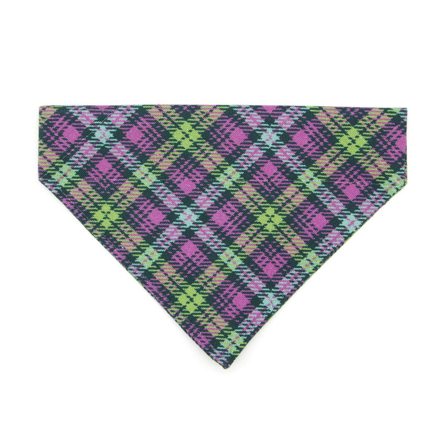Pet Bandana - "Morgan Le Fey" - Purple Plaid Bandana Bandana for Cat + Small Dog / Slide-on Bandana / Over-the-Collar (One Size)