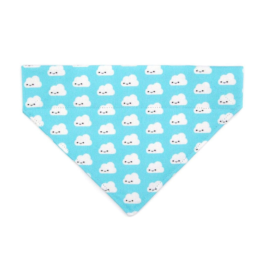 Cloud Cat Bandana - "Happy Clouds" - Cute Kawaii Sky Blue Cloud Bandana for Cat + Small Dog / Birthday, Fun / Slide-on Bandana / Over-the-Collar