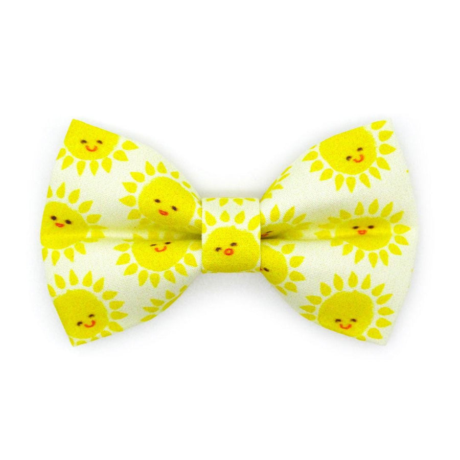 Sun Cat Bow Tie - "Sunshine" - Smiling Yellow Sun Bow Tie for Cat Collar / Summer, Fun, Cute, Kawaii / Cat, Kitten + Small Dog Bowtie