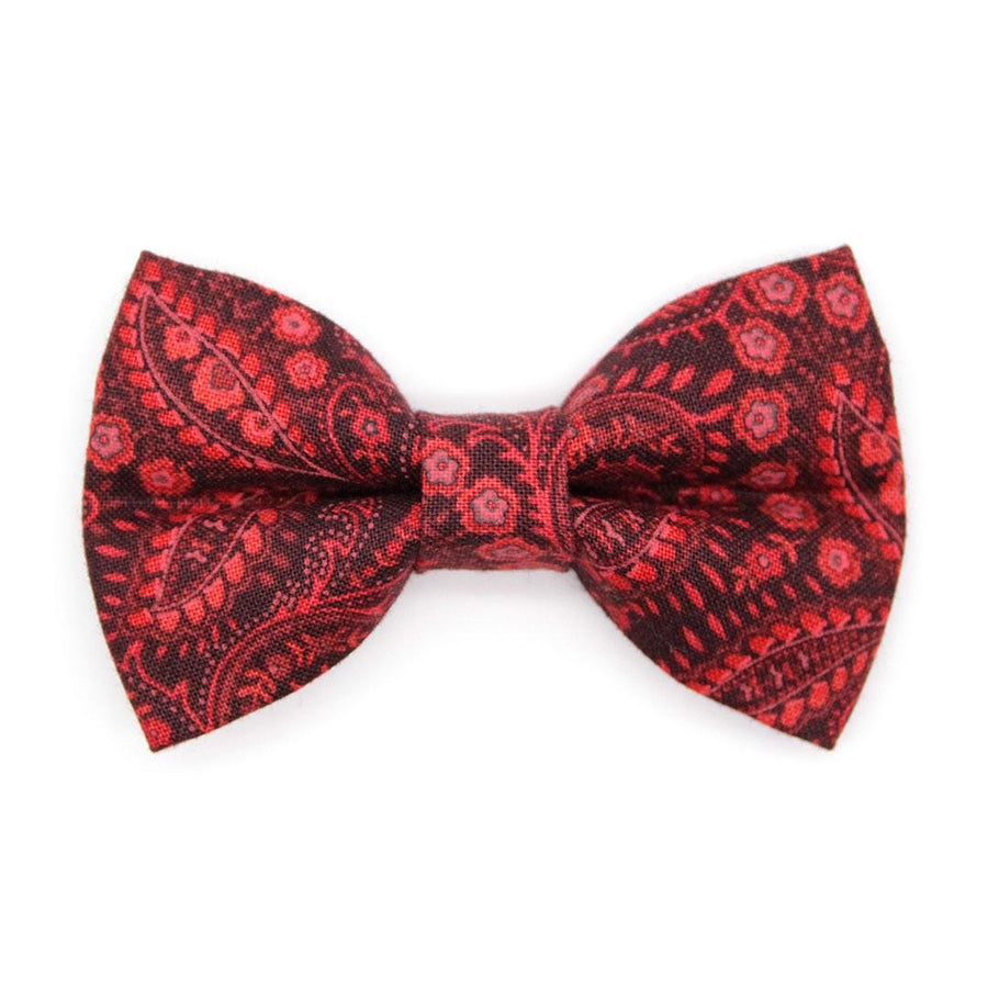 Paisley Cat Bow Tie - "Tapestry" - Burgundy Red Bow Tie for Cat Collar / Fall, Thanksgiving, Holiday, Wedding / Cat, Kitten + Small Dog Bowtie