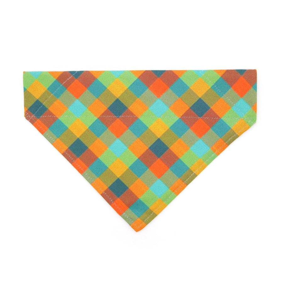 Plaid Cat Bandana - "Twilight Timber" - Cabincore Rustic Bandana for Cat + Small Dog / Fall, Camping, Thanksgiving / Slide-on Bandana / Over-the-Collar