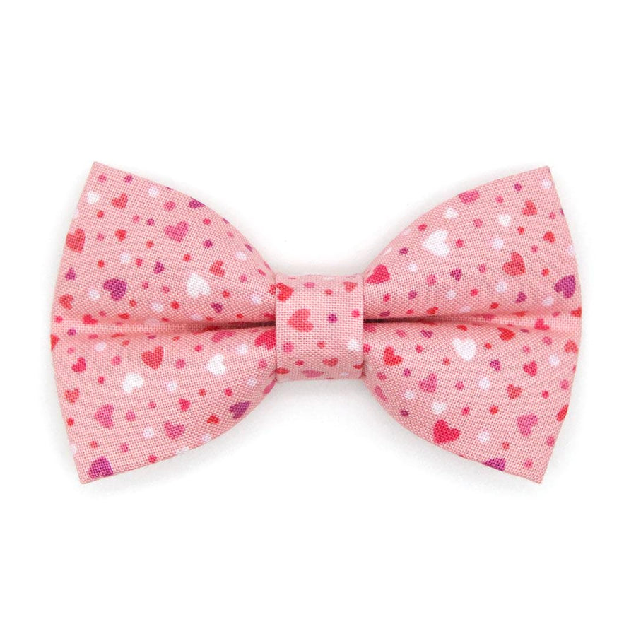 Heart Cat Bow Tie - "Cupid Confetti" - Pink Valentine's Day Bow Tie for Cat Collar / Cat, Kitten + Small Dog Bowtie