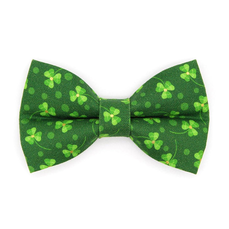 St. Patrick's Day Cat Bow Tie - "Shamrock Toss" - Green Shamrock Bow Tie for Cat Collar / Irish, St. Paddy / Cat, Kitten + Small Dog Bowtie