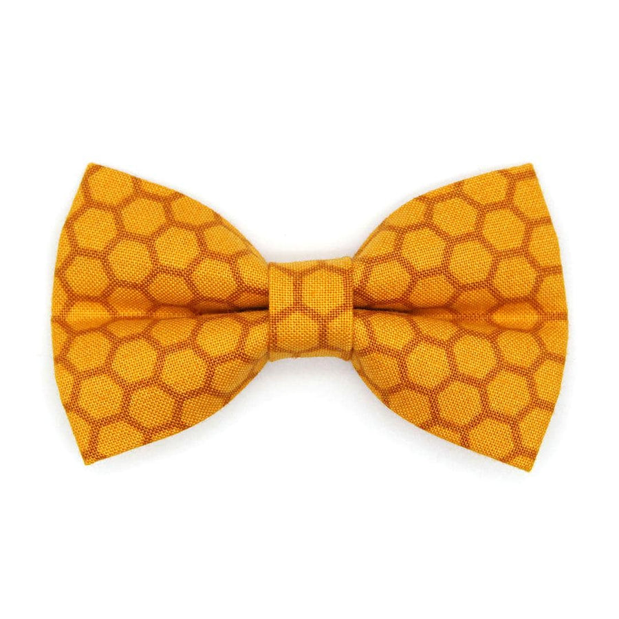 Bee Lover Cat Bow Tie - "Honeycomb" - Honey Yellow Bow Tie for Cat Collar / Cat, Kitten + Small Dog Bowtie