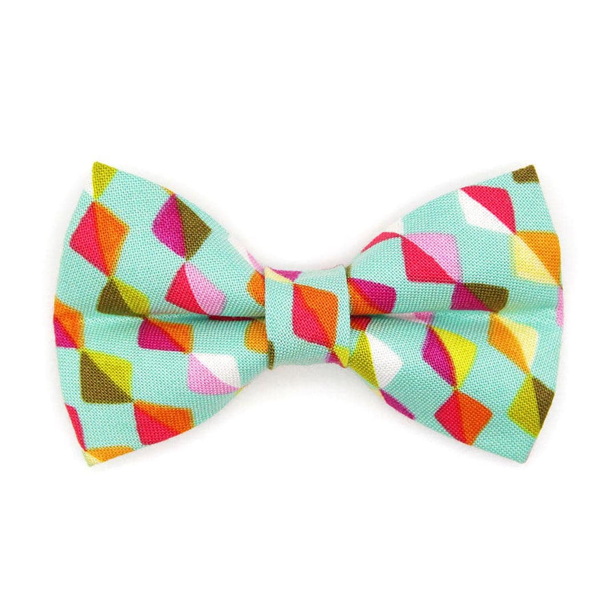 Modern Cat Bow Tie - "Kite Dreams" - Mint Kite Bow Tie for Cat Collar / Fun, Arty, Colorful / Cat, Kitten + Small Dog Bowtie