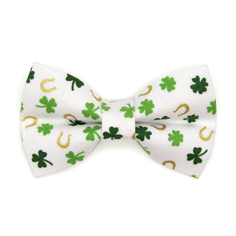 Shamrock Cat Bow Tie - "Lucky Horseshoes" - St. Patrick's Day Bow Tie for Cat Collar / Clover, Irish, St. Paddy / Cat, Kitten + Small Dog Bowtie