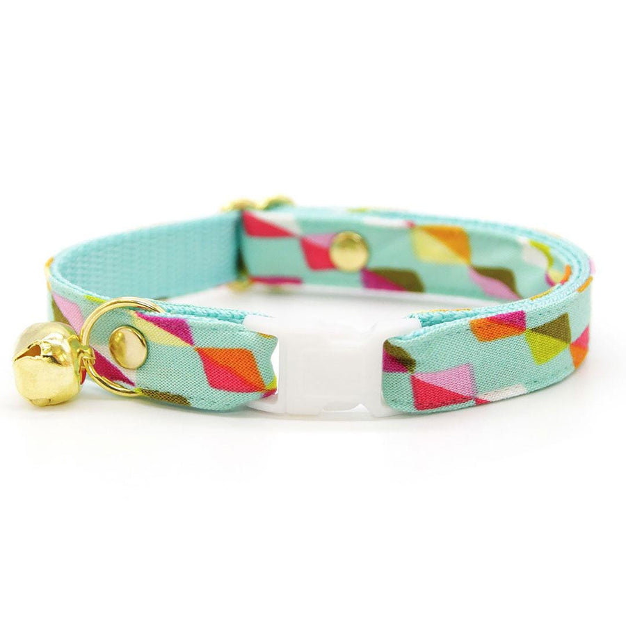 Mint Cat Collar - "Kite Dreams" - Arty, Fun & Modern Kite Cat Collar / Breakaway Buckle or Non-Breakaway / Cat, Kitten + Small Dog Sizes