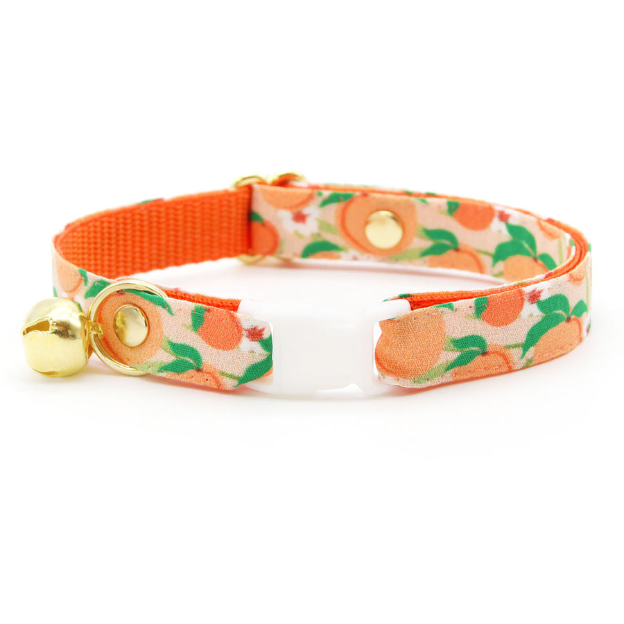 Cat Collar - "Just Peachy" - Peaches Cat Collar / Summer Fruit / Breakaway Buckle or Non-Breakaway / Cat, Kitten + Small Dog Sizes