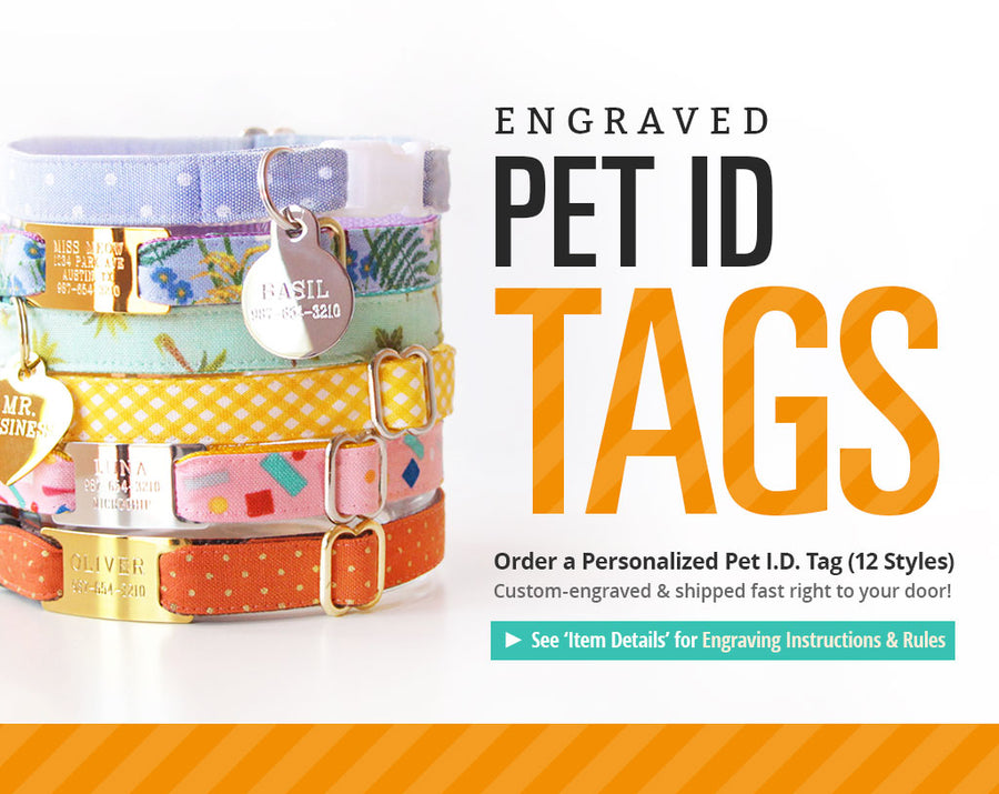 Engraved Pet ID Tag - (12 Styles incl. Slide On / Slider Pet Tag) - Personalized ID Tags for Cats, Kittens & Small Dogs