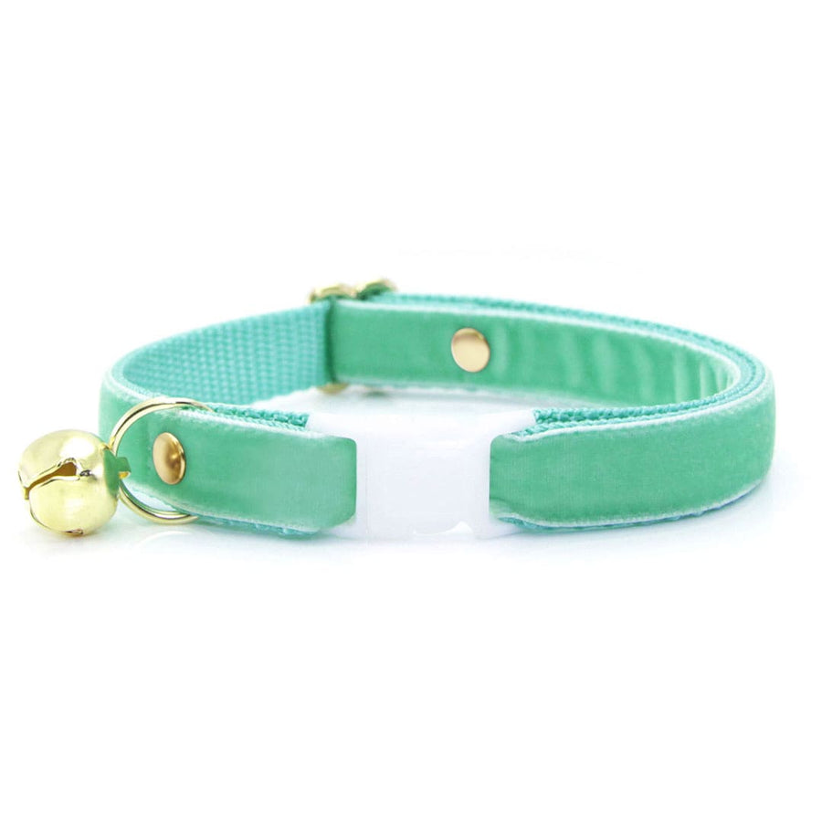 Cat Collar - "Velvet - Mint" - Robin's Egg Cat Collar - Breakaway Buckle or Non-Breakaway / Cat, Kitten + Small Dog Sizes